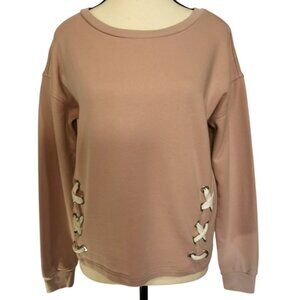 MNY Marc New York Performance Light Dusty Rose Sweatshirt Lace Up Detail - Sz S